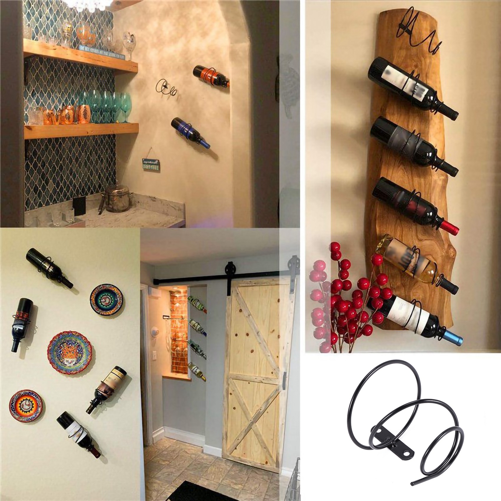 Wine Rack Wall Mount - 24-Hour Delivery 3Pack Simple Single Bottle