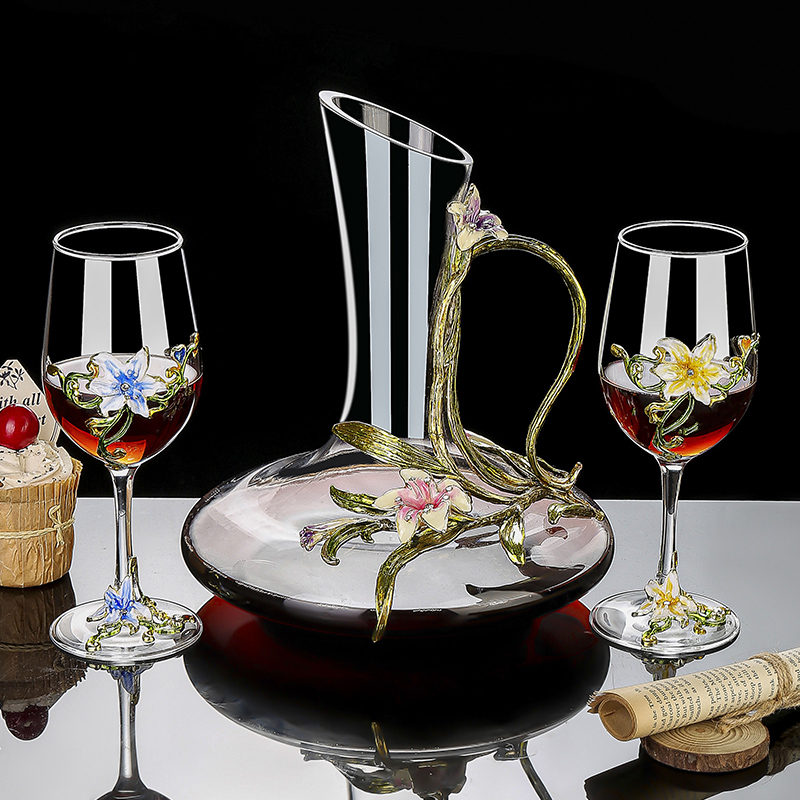 Wine Glass Set Crystal - Enamel Crystal Vintage Goblet Set Luxury