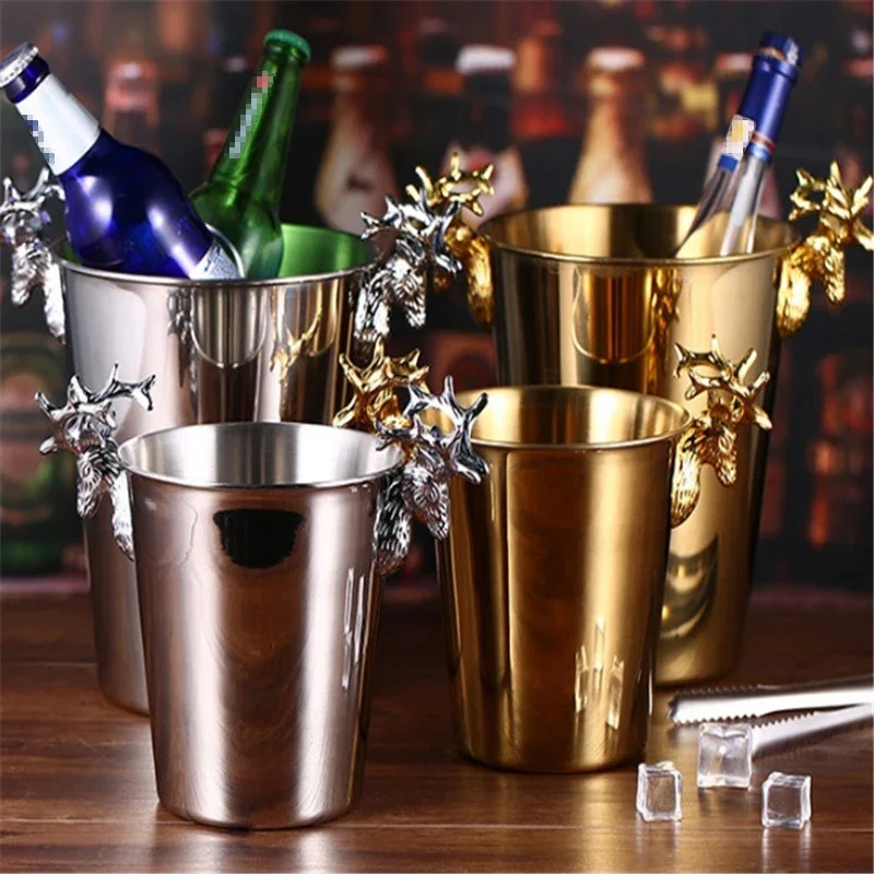 Ice Bucket Silver - European Champagne Rack Stainless Steel Bucket