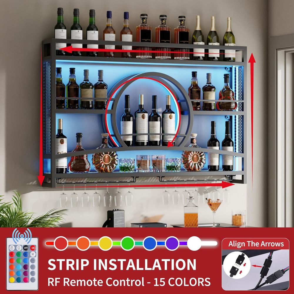 3-Tiers 46in Wine Rack Wall Mo - đánh giá và giá Wine Rack Wall Mount