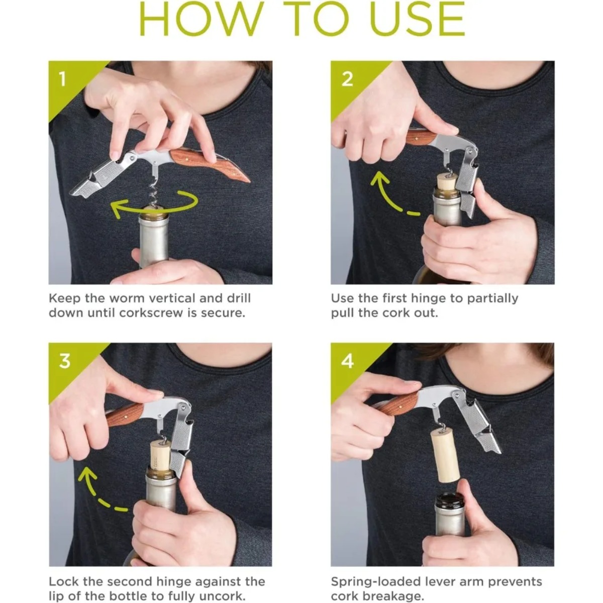1PC Spring Loaded Double Lever - đánh giá và giá Cork Screw Lever