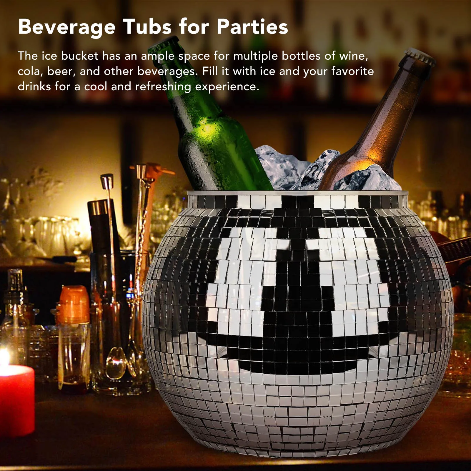 Disco Ball Ice Bucket Plastic  - đánh giá và giá Ice Bucket Silver