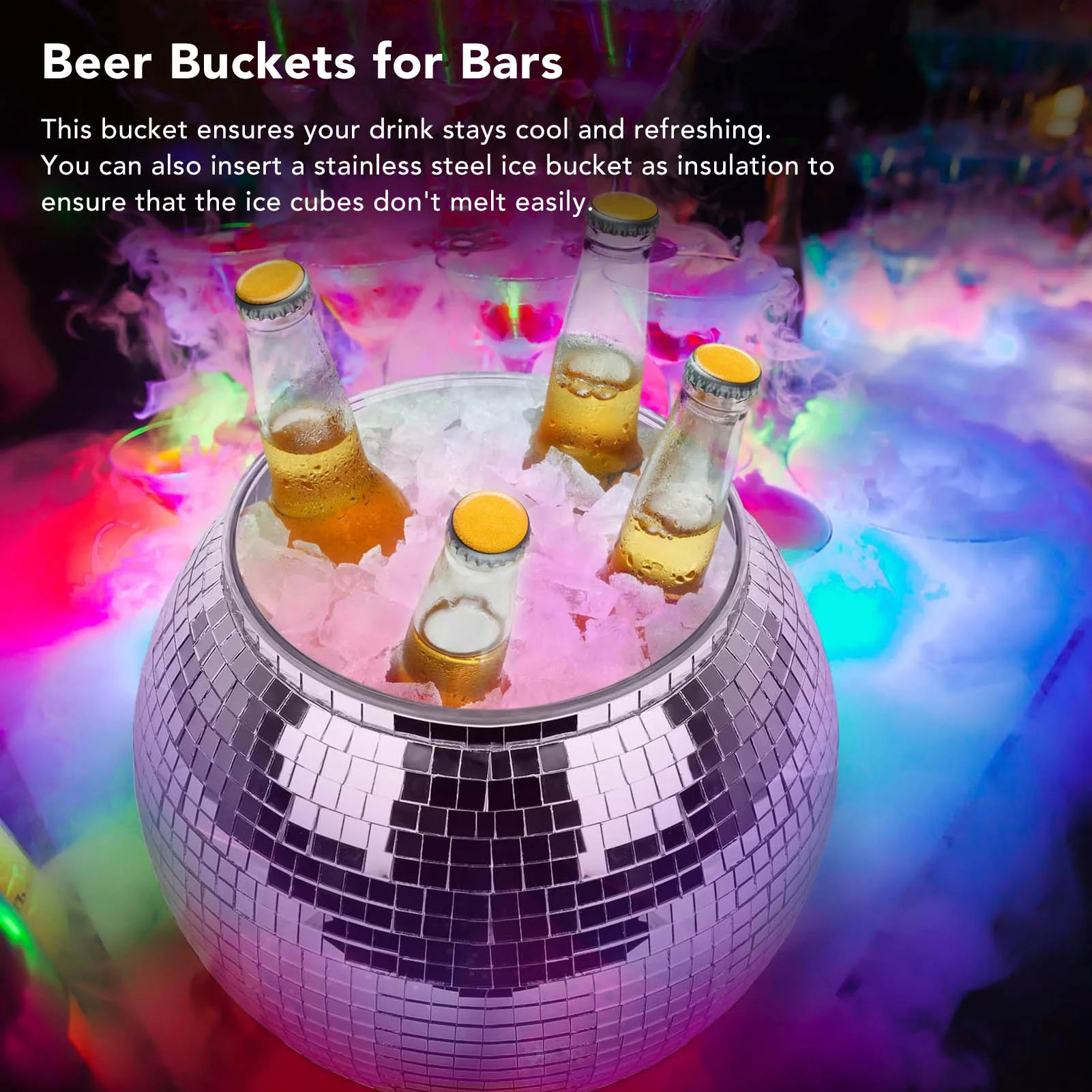 Disco Ball Ice Bucket Plastic  - đánh giá và giá Ice Bucket Silver