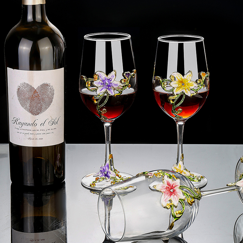 Enamel Crystal Vintage Goblet  - đánh giá và giá Wine Glass Set Crystal