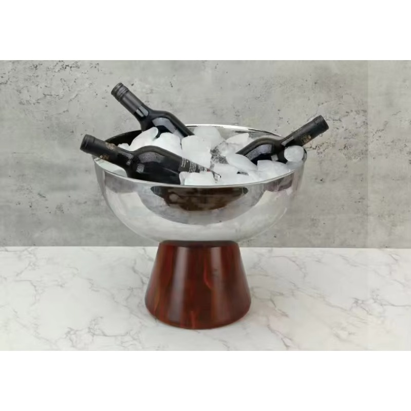 Solid wood custom metal ice bu - đánh giá và giá Ice Bucket Silver