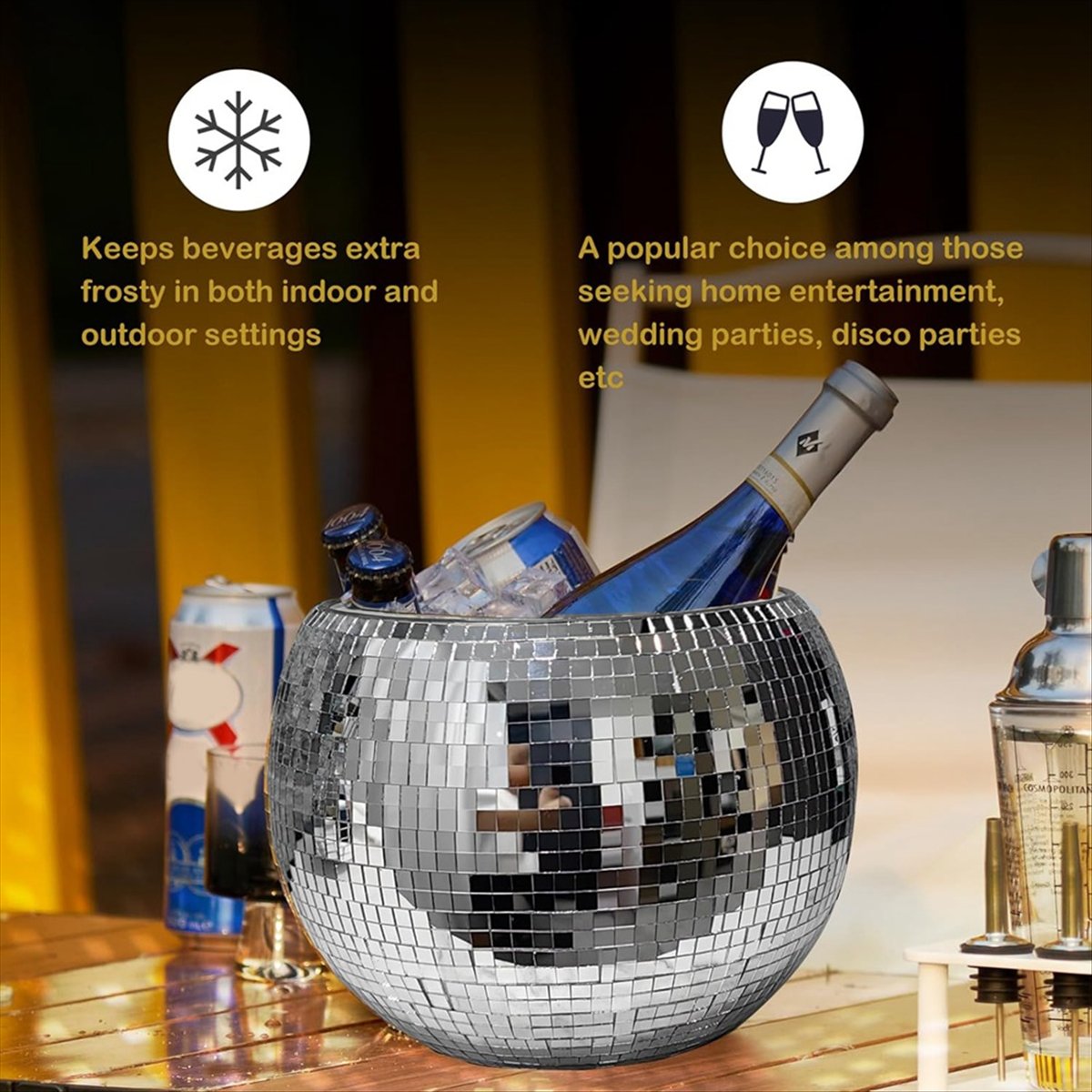 KSOL 10-Inch Disco Ball Ice Bu - đánh giá và giá Ice Bucket Silver